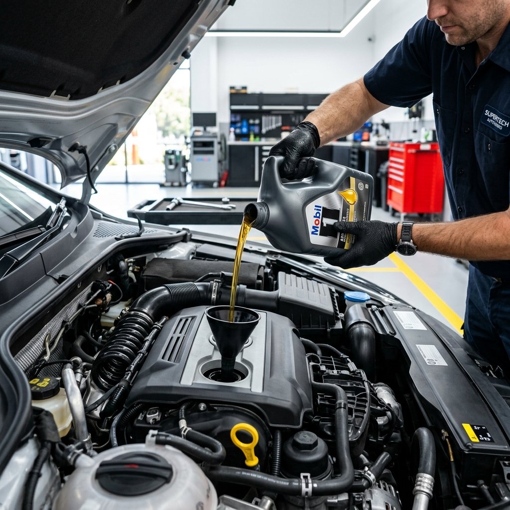 Pouring engine oil service clip